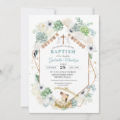 Cacti Floral Mexican Baby Girl Charra Baptisme Kaart (Voorkant)