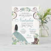 Cacti Floral Mint Green Western Charra Quinceanera Kaart (Staand voorkant)