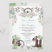 Cacti Floral Mint Green Western Cowboy Wedding Kaart (Voorkant / Achterkant)