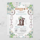 Cacti Floral Western Cowboy Boots Wedding Kaart (Voorkant / Achterkant)