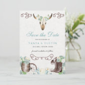 Cacti Floral Westerne bijtende schedel Kaart (Staand voorkant)