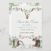 Cacti Floral Westerne bijtende schedel Kaart (Voorkant / Achterkant)