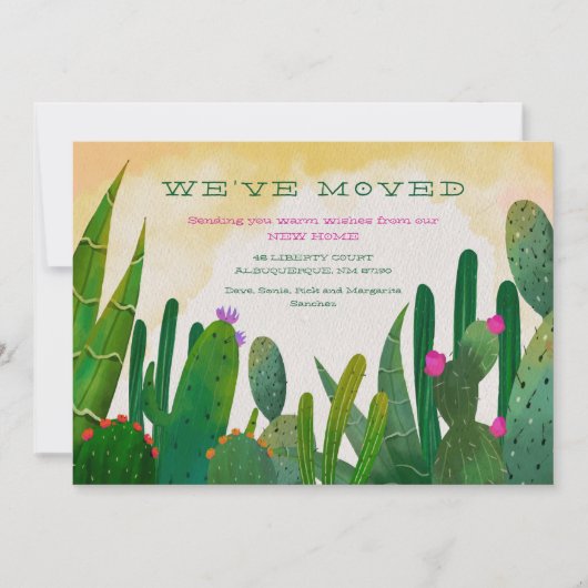 Cacti Garden Moving Announcement Kaart (Voorkant)