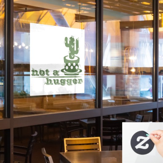 Cacti Geen knuffelcactus grappig gezegde Raamsticker (Restaurant Raam)
