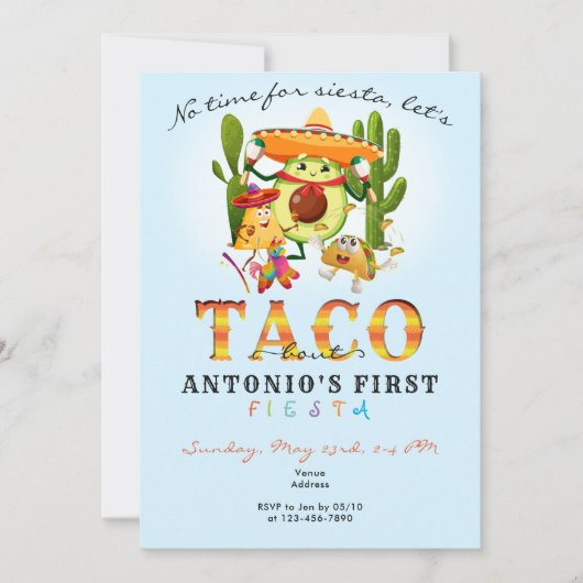 Cacti Geen tijd voor Siesta Eerste Fiesta 1e Verja Kaart (Voorkant)