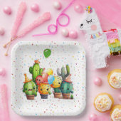 Cacti Groep met Partij Confetti Papieren Bordje (Feest)