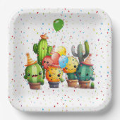 Cacti Groep met Partij Confetti Papieren Bordje (Voorkant)