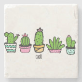 cacti - groep stenen onderzetter (Voorkant)