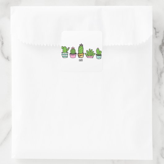 cacti - groep vierkante sticker (Tas)