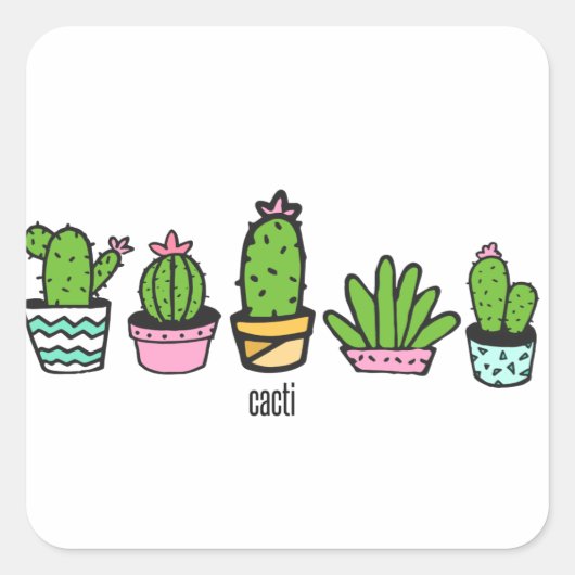 cacti - groep vierkante sticker (Voorkant)