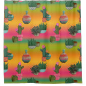 Cacti in Pots Ombre Pink en Gold Beauful Douchegordijn (Voorkant)