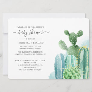 Cacti Koppel Baby Shower Succulent Watercolor Kaart