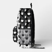 Cacti Line Art Zwart-wit Patroon 2 Bedrukte Rugzak (Rechts)