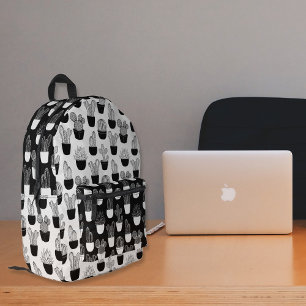 Cacti Line Art Zwart-wit Patroon 2 Bedrukte Rugzak