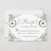 Cacti Mint Groene Westerne Quinceanera RSVP-kaart RSVP Kaartje (Voorkant)