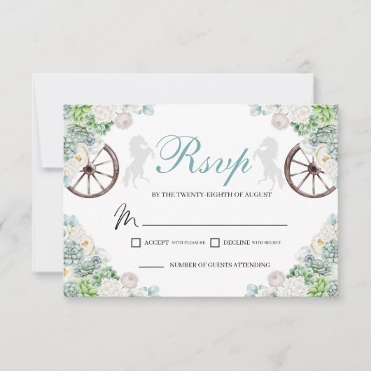 Cacti Mint Groene Westerne Quinceanera RSVP-kaart RSVP Kaartje (Voorkant)