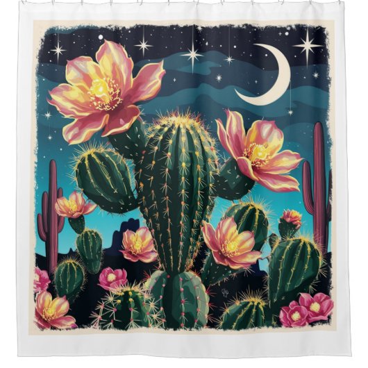 Cacti nachtcadeau douchegordijn (Voorkant)