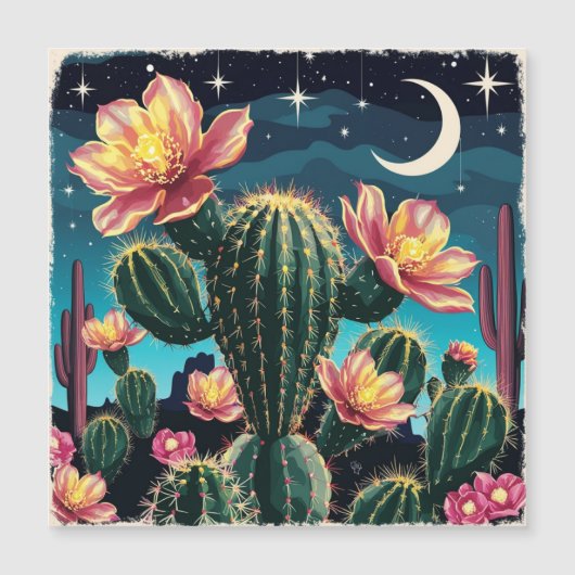 Cacti nachtcadeau magnetische uitnodiging (Voorkant)