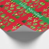 Cacti on Red Feliz Navidad Cadeaupapier (Hoek)