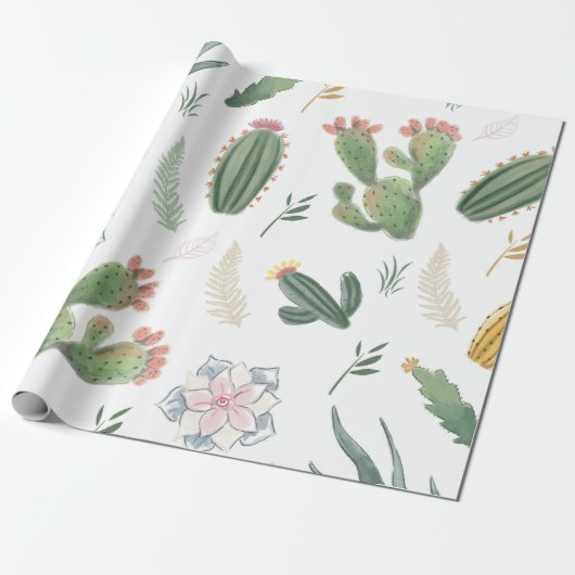 Cacti-ontwerp Cadeaupapier (Uitgerold)