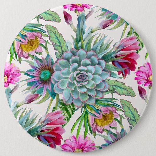 Cacti Pattern Ronde Button 6,0 Cm (Voorkant)
