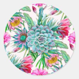 Cacti Pattern Ronde Sticker