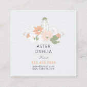 Cacti Peach Green Floral Pattern Vierkante Visitekaartje (Achterkant)