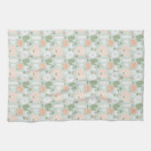 Cacti Peach Green White Floral Print Kitchen Towel Theedoek (Horizontaal)