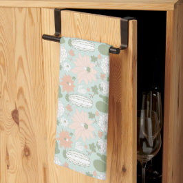 Cacti Peach Green White Floral Print Theedoek