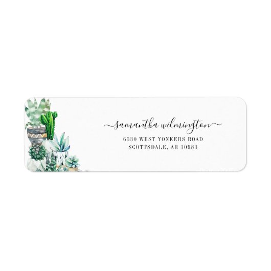 Cacti Planten Botanical Script Return Address Etiket (Voorkant)