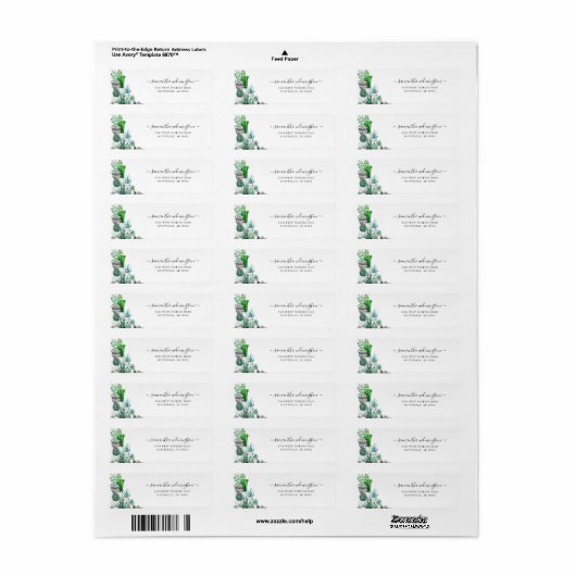 Cacti Planten Botanical Script Return Address Etiket (Full Sheet)