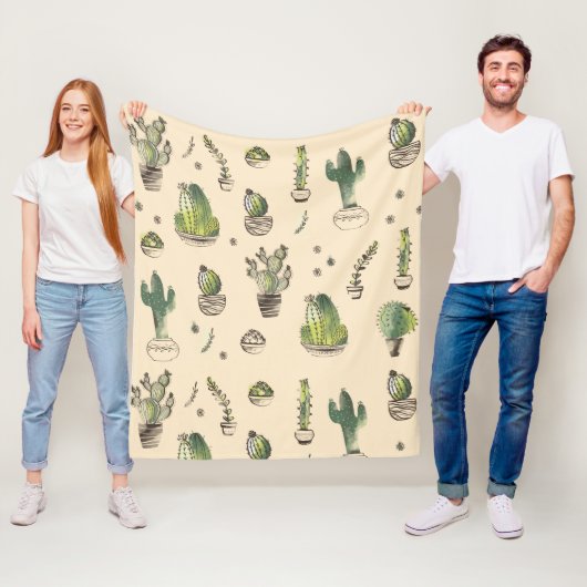 Cacti Planten Patroon Fleece Deken (In situ)
