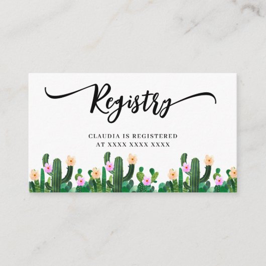 Cacti Registry Bruiloftsfeest Informatiekaartje (Voorkant)
