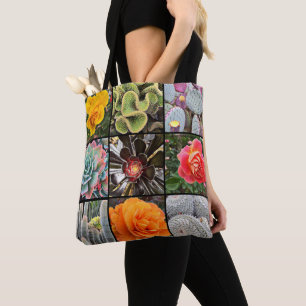 Cacti Roos Bloemen Fotografie Collage Modern Bold Tote Bag
