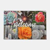 Cacti Rozen Foto Collage Welkom Schrift Modern Deurmat (Voorkant)