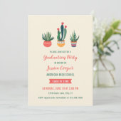 Cacti Succulent Afstuderen Invitation Kaart (Staand voorkant)