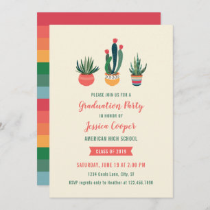 Cacti Succulent Afstuderen Invitation Kaart