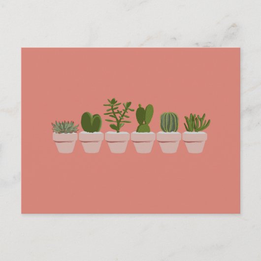 Cacti & Succulent - roze Briefkaart (Voorkant)