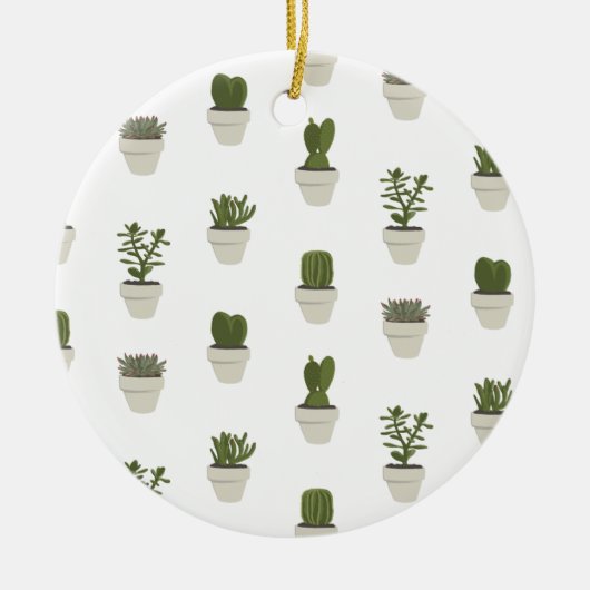 Cacti & Succulent - Wit Keramisch Ornament (Voorkant)