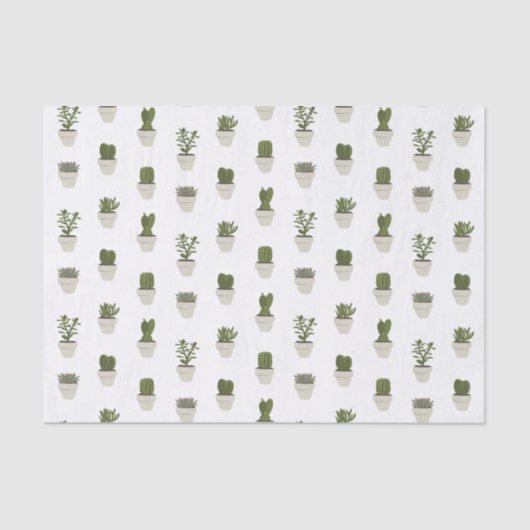 Cacti & Succulent - wit - kies uw achtergrond Tissuepapier (Voorkant)