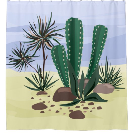 Cacti, succulenten. douchegordijn (Voorkant)