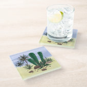 Cacti, succulenten. glazen onderzetter (Schuin)