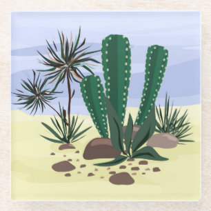 Cacti, succulenten. glazen onderzetter