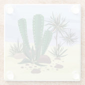 Cacti, succulenten. glazen onderzetter (Achterkant)