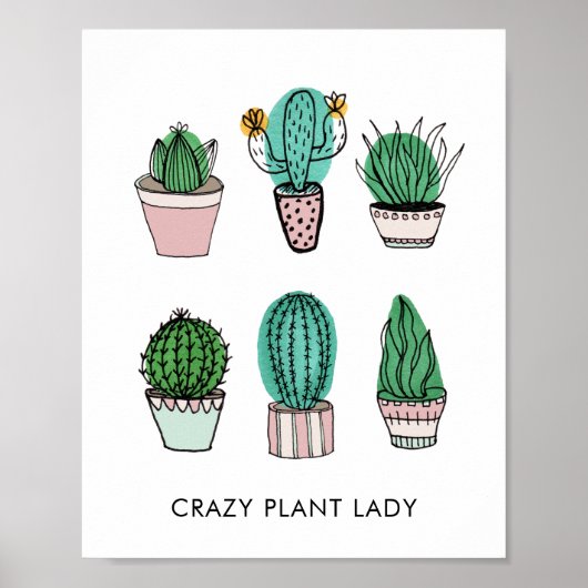 Cacti succulenten illustratie gepersonaliseerd poster (Voorkant)