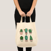 Cacti succulenten potted plant illustration tote bag (Voorkant (product))