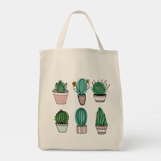 Cacti succulenten potted plant illustration tote bag (Achterkant)