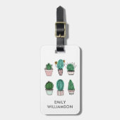 Cacti succulents afbeelding gepersonaliseerde naam bagagelabel (Voorkant verticaal)