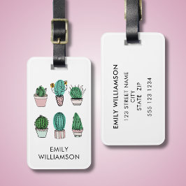 Cacti succulents afbeelding gepersonaliseerde naam bagagelabel