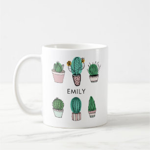 Cacti succulents afbeelding gepersonaliseerde naam koffiemok